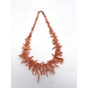Angel Skin Natural Salmon Orange Pink Branch Coral Graduate Necklace 18"